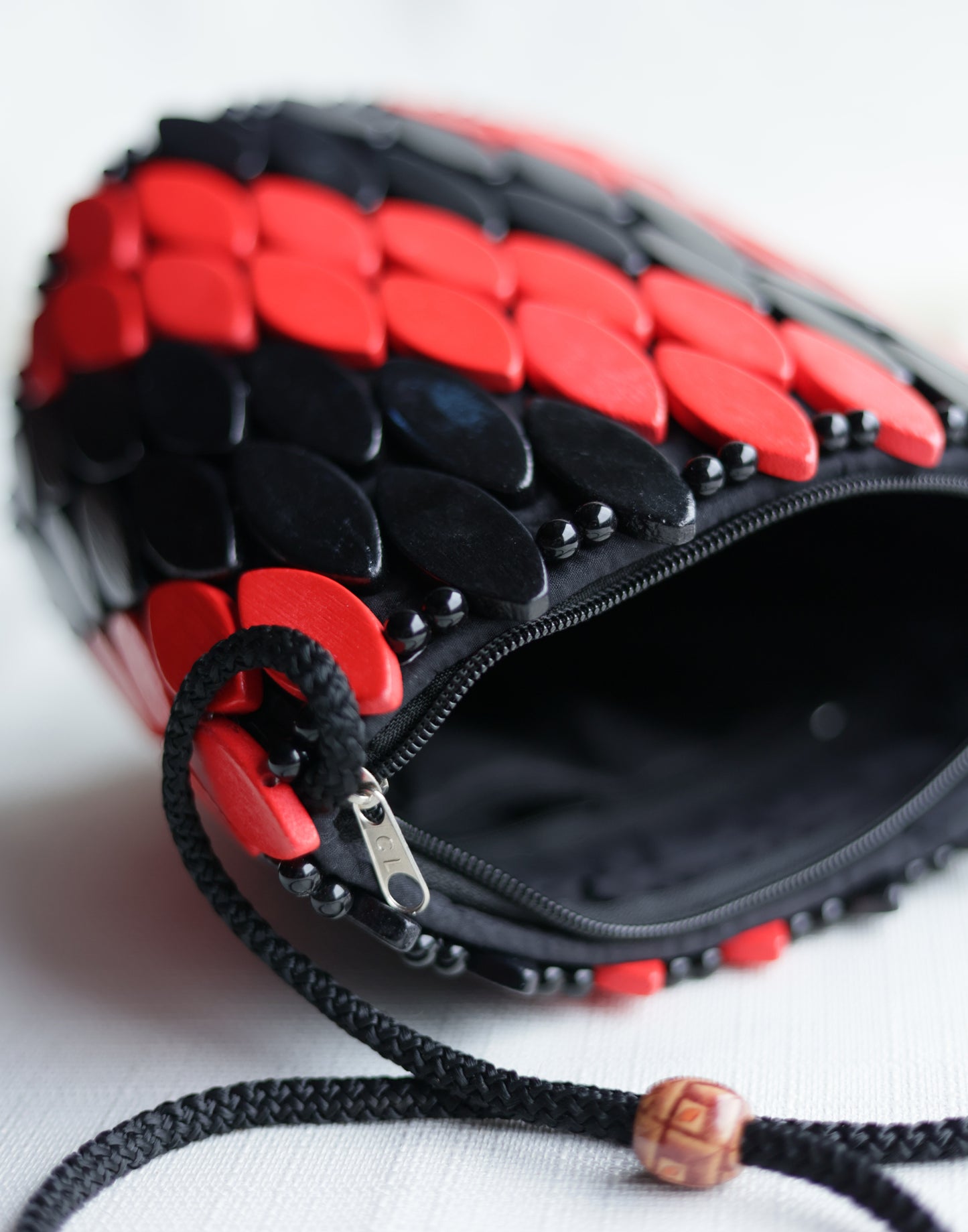 Beaded wood bags