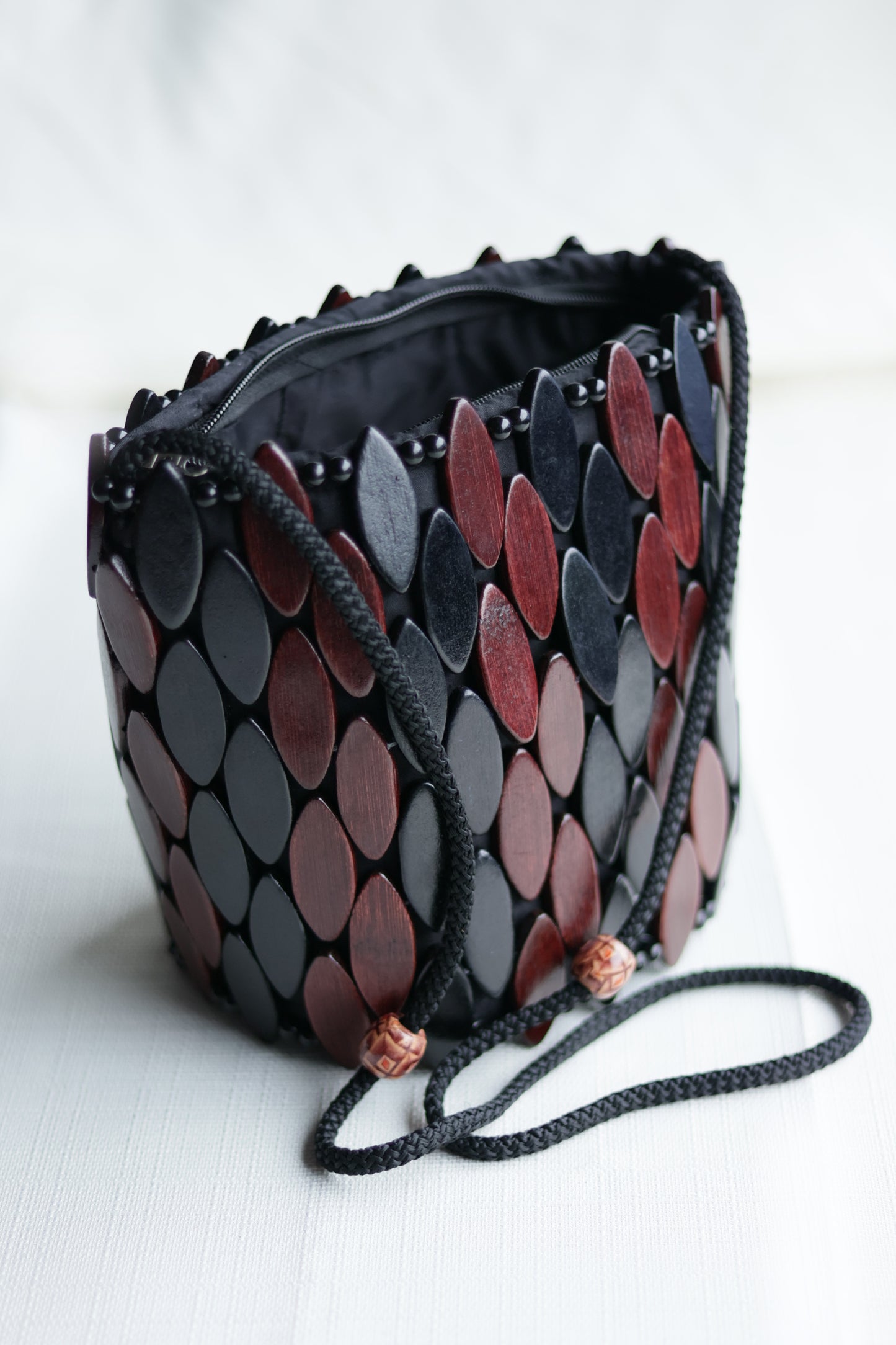 Beaded wood bags