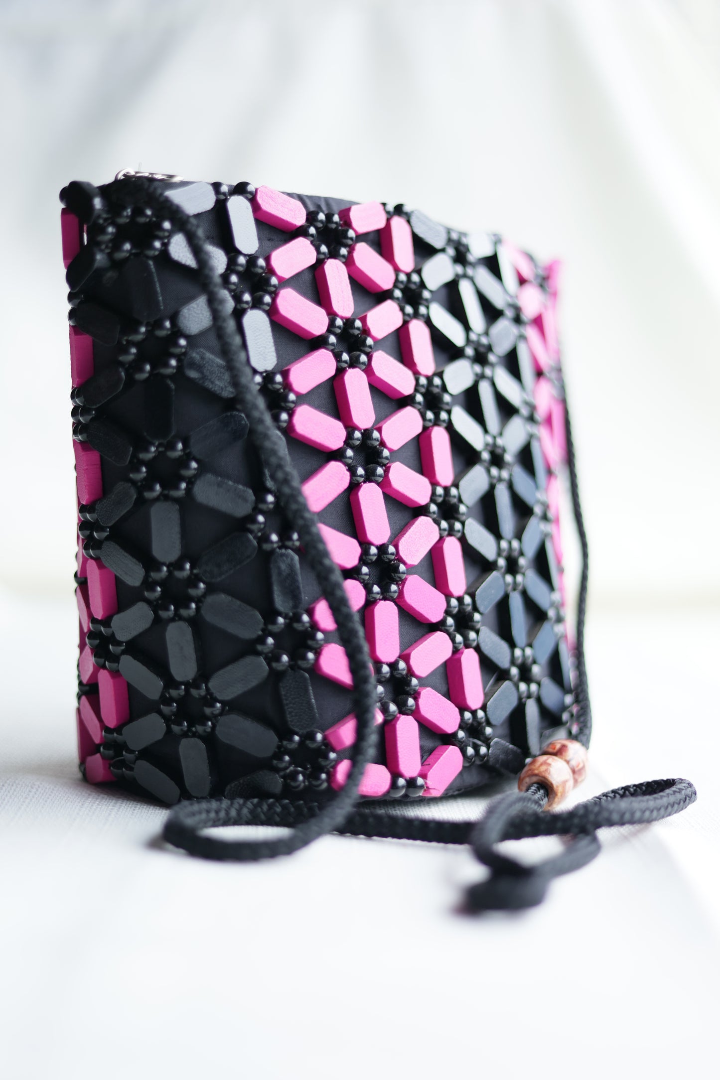 Beaded wood bags