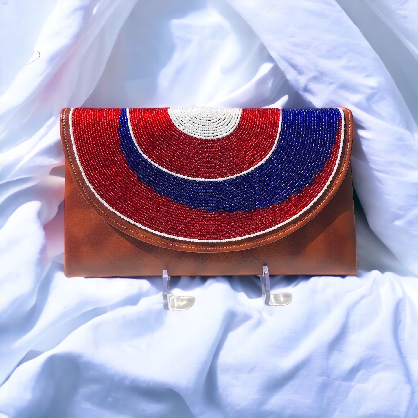 Leather Beaded Clutch