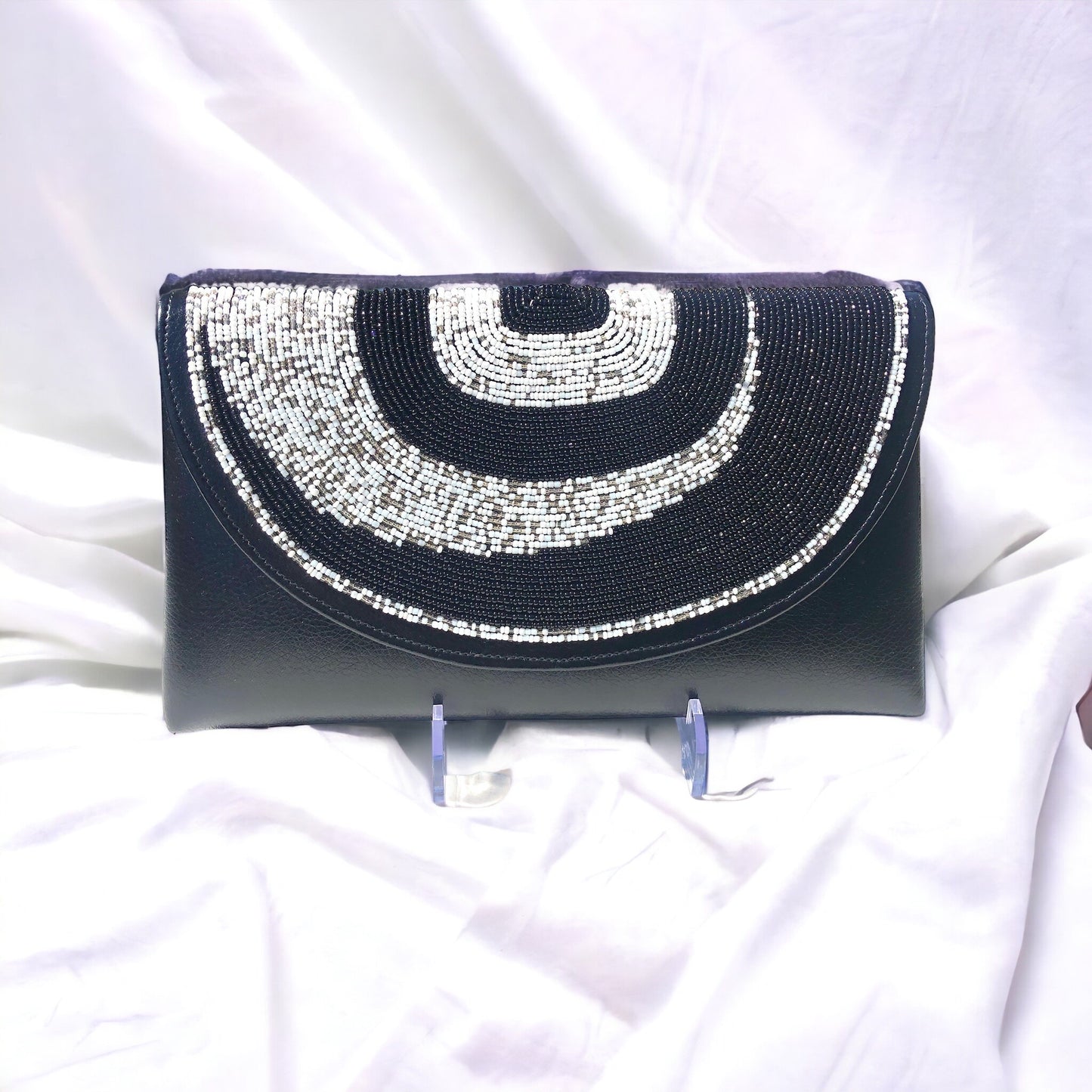 Leather Beaded Clutch