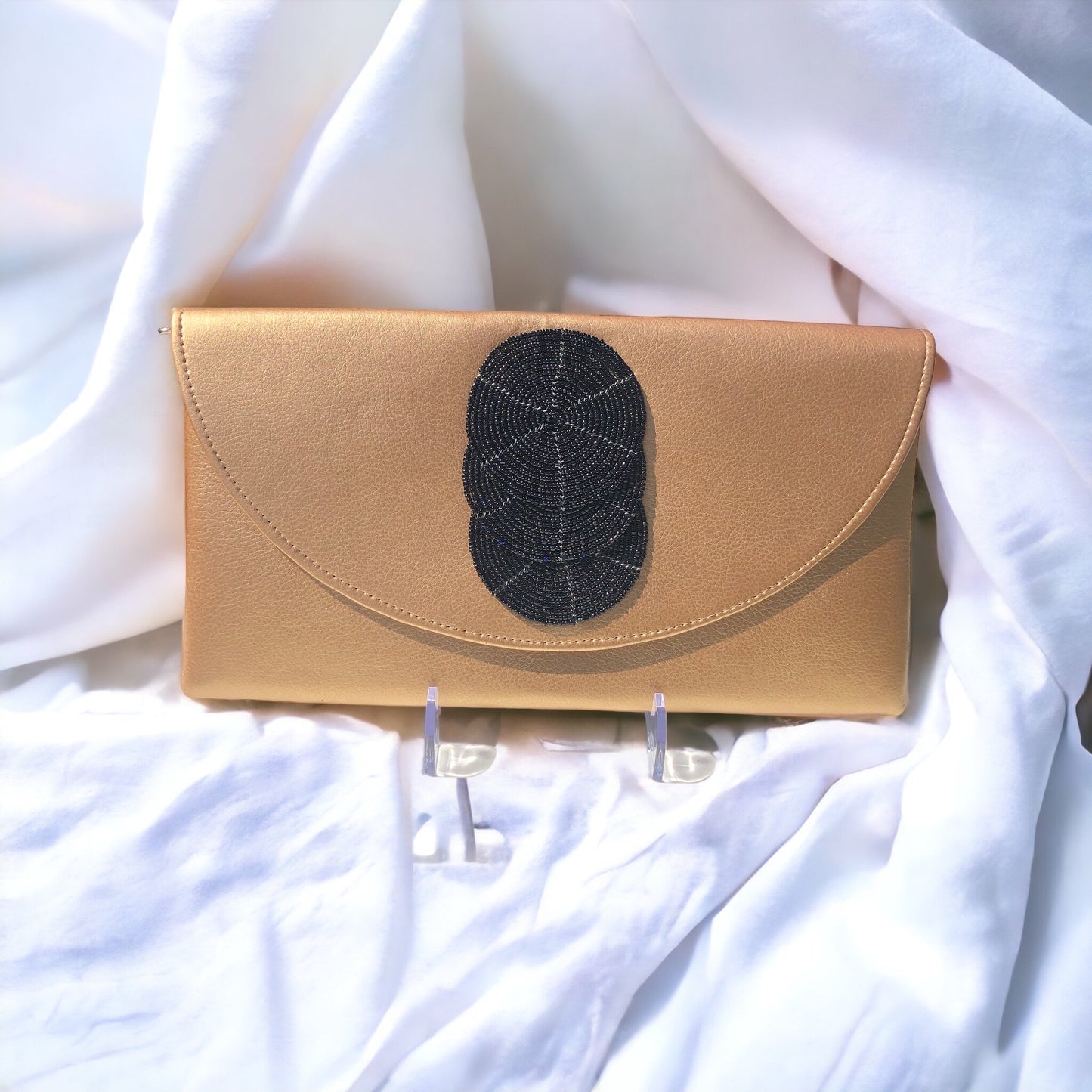 Leather Beaded Clutch