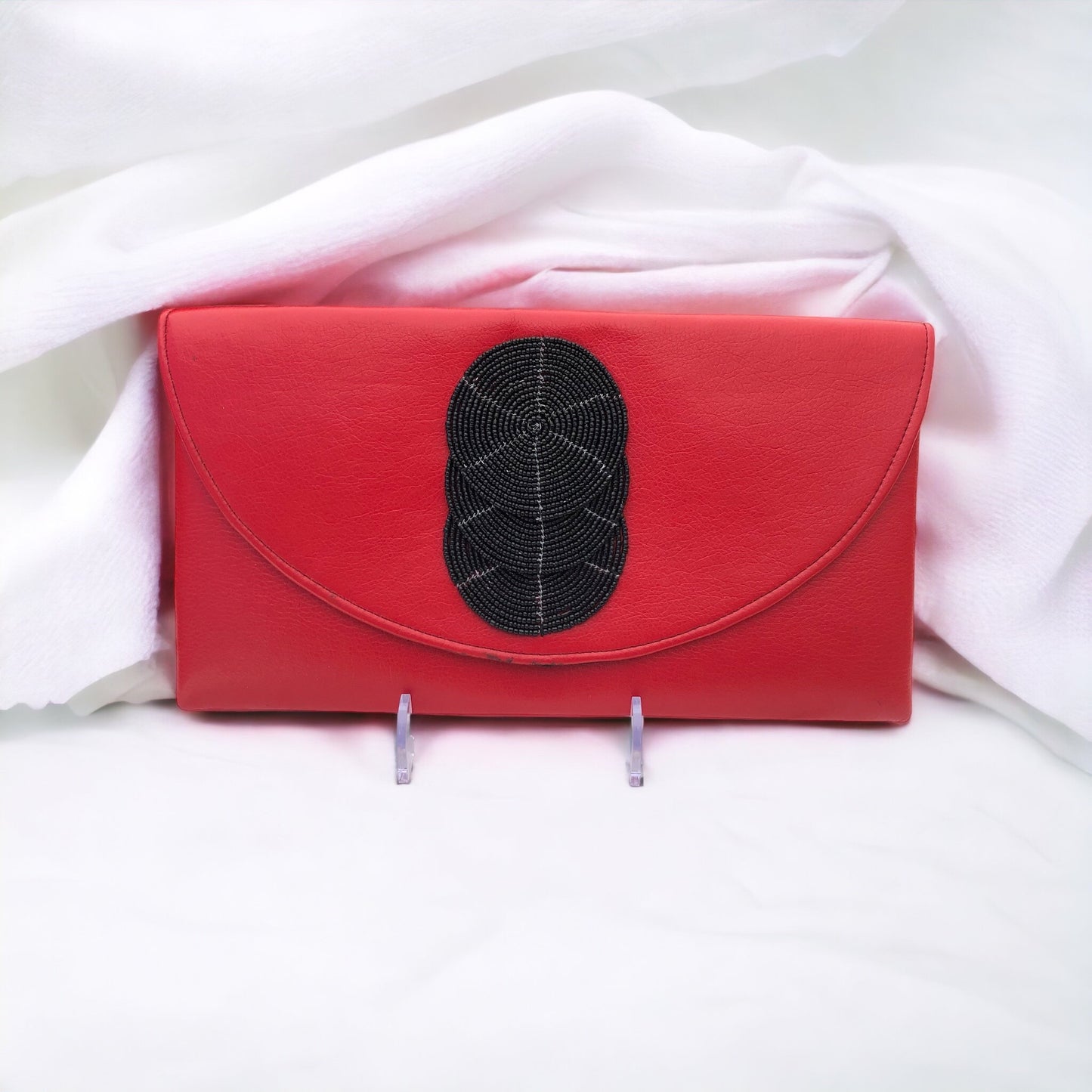 Leather Beaded Clutch