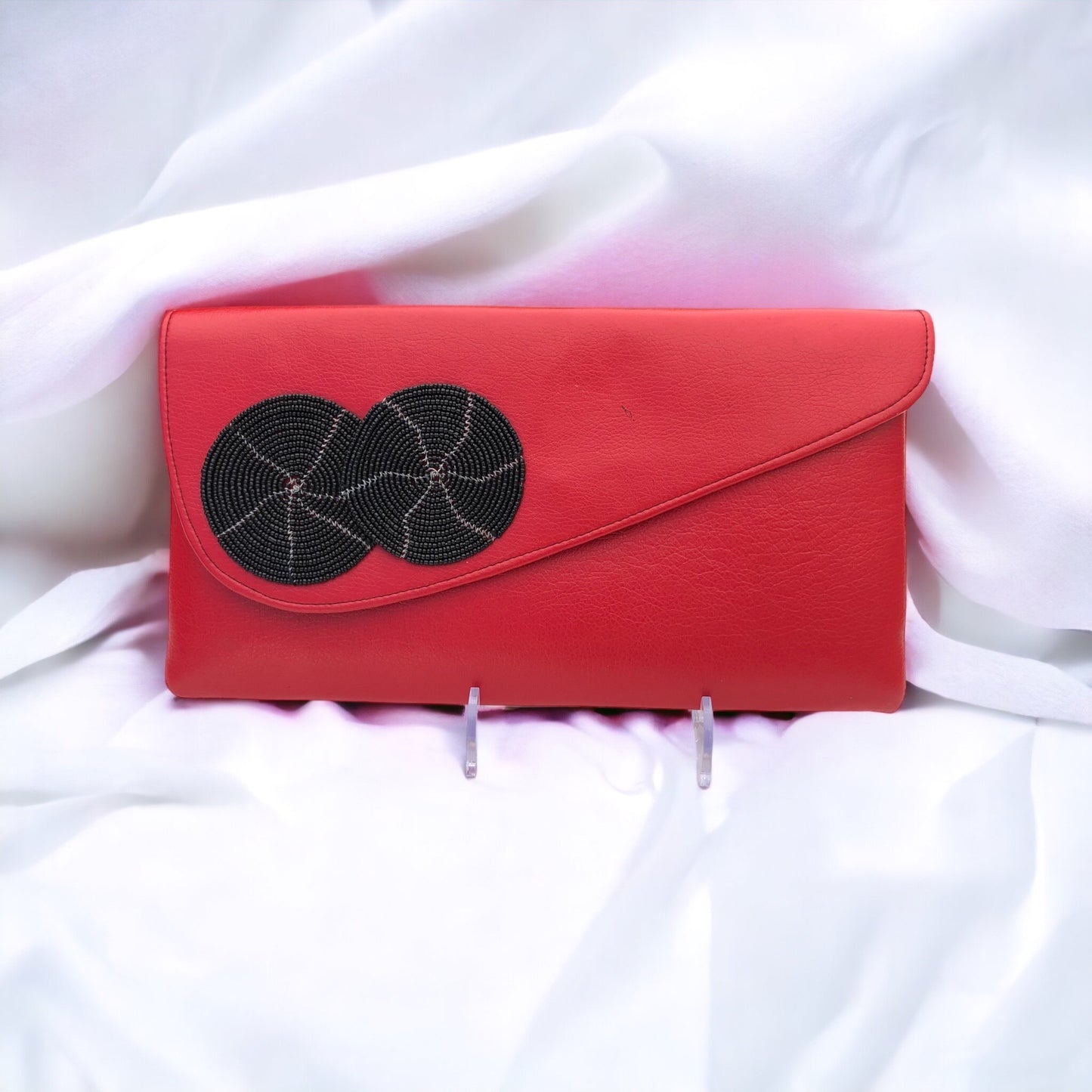 Leather Beaded Clutch