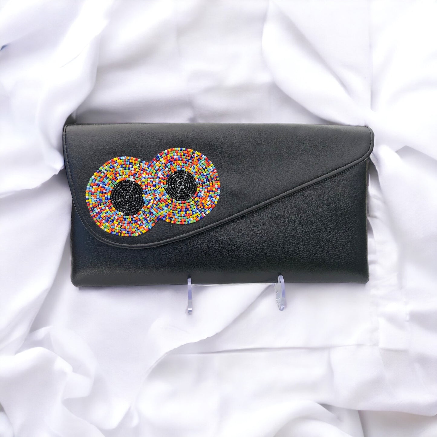 Leather Beaded Clutch