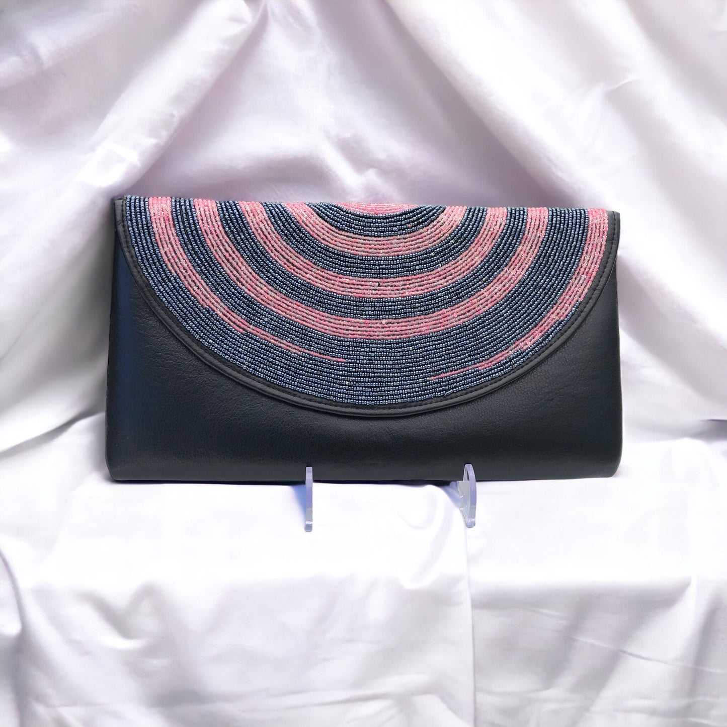 Leather Beaded Clutch