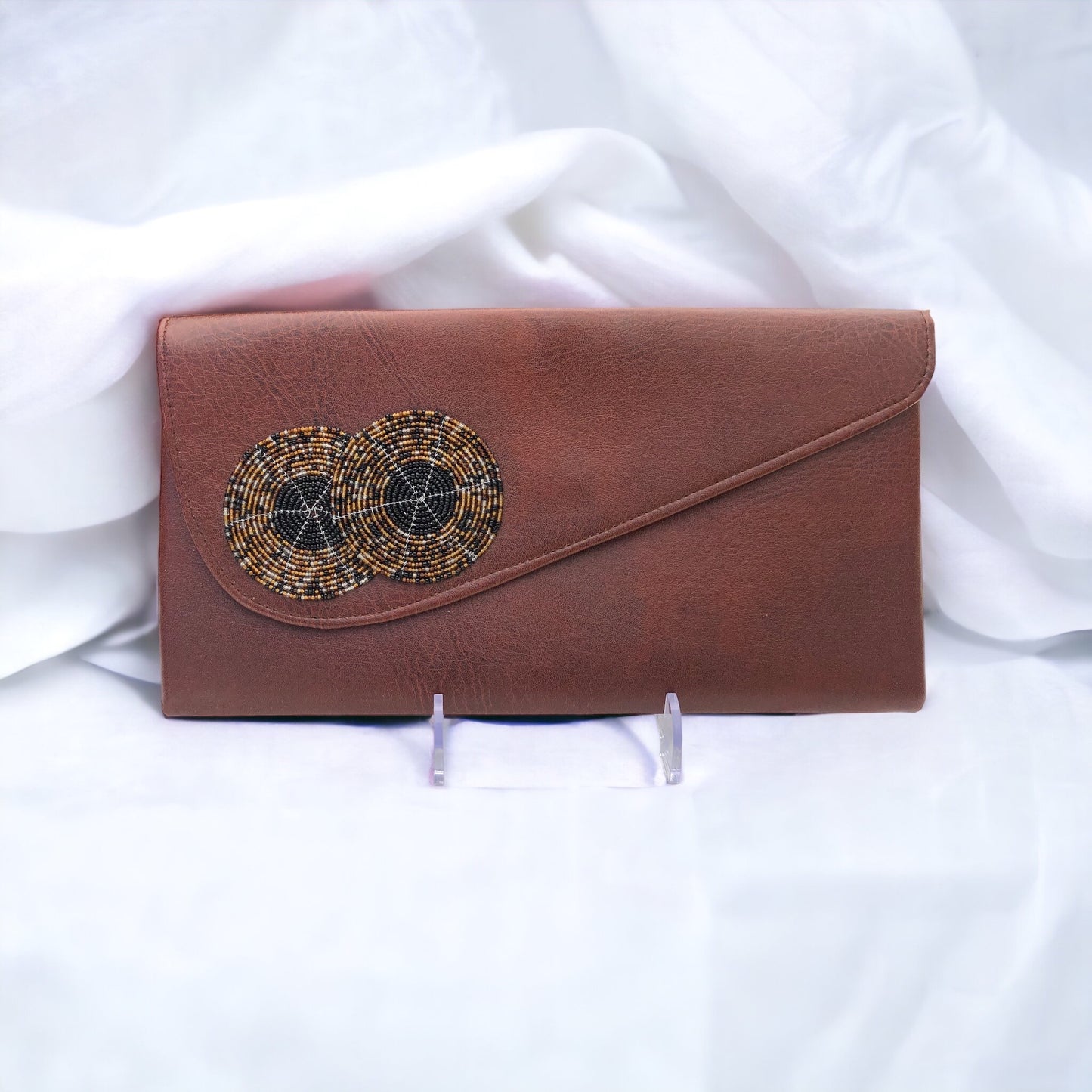 Leather Beaded Clutch
